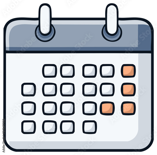 Simple cartoon style calendar icon highlighting important dates for scheduling and planning