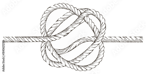 Illustration of Decorative Knot Made from Rope Strands on a White Background