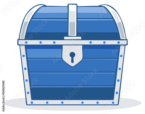 Blue Treasure Chest with Lock and Metal Trim