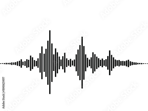 Sound waveform signal isolated on white background