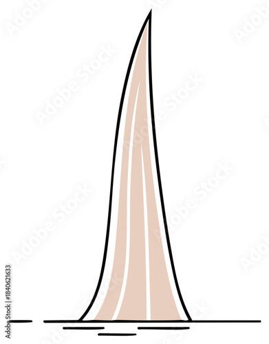 Minimalist shark fin emerging from water cartoon drawing dangerous ocean predator concept