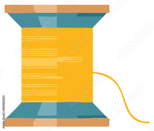 Illustration of a Spool of Yellow Thread for Sewing and Crafts