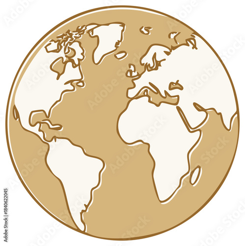 Hand-Drawn Illustration of Earth Globe Depicting Continents, Map, Geography and World, a Symbol of Exploration and Global Awareness