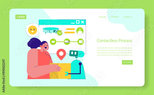 Contactless Delivery Process Vector Illustration