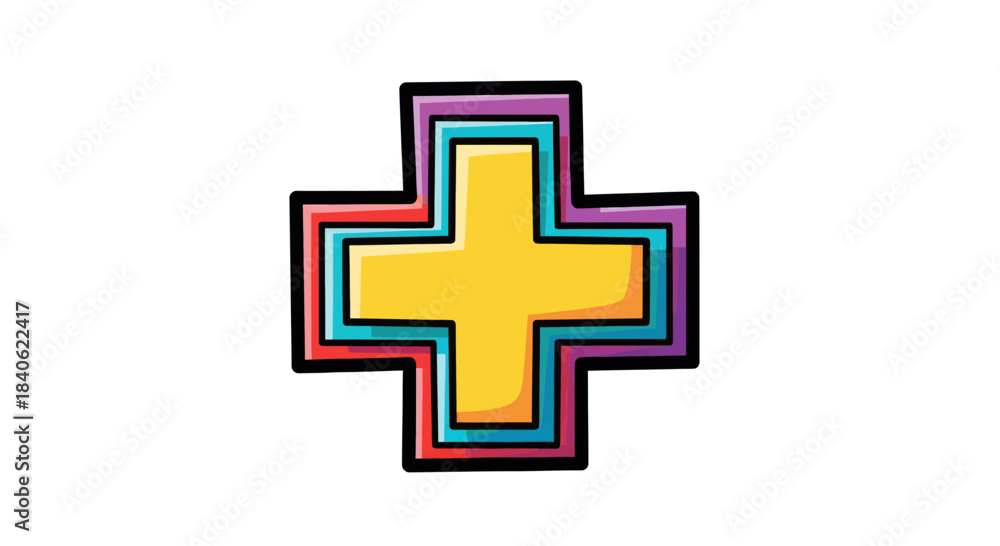 Obraz premium Colorful Plus Sign Symbolizing Health, Help, and Modern Medical Concepts