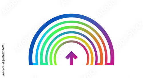 Colorful Rainbow Design With Arrow Symbolizing Growth And Progress In Marketing