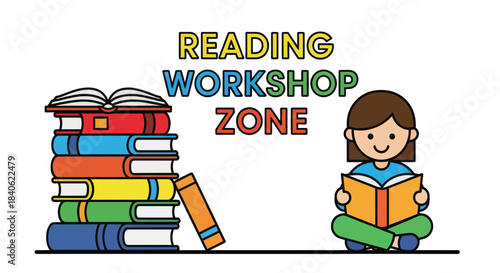 Colorful Reading Workshop Zone Illustrative Design for Educational Purposes