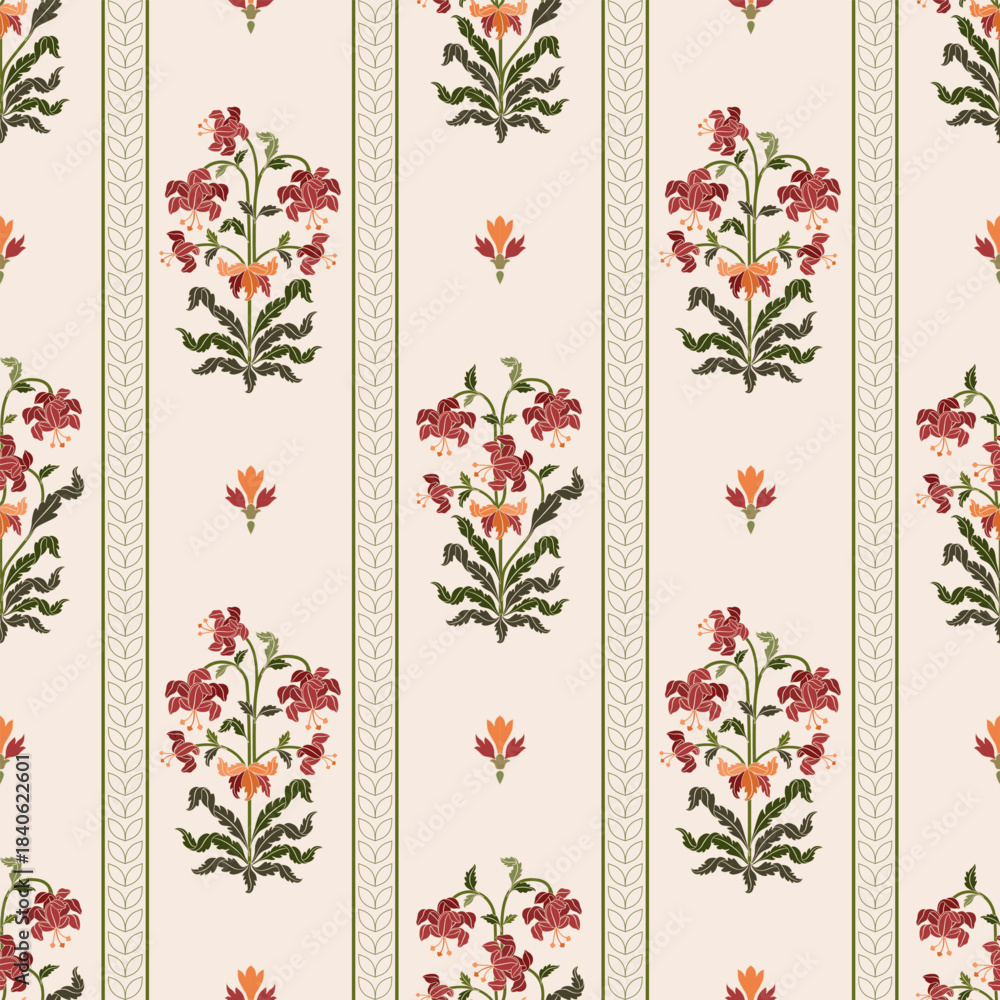 Obraz premium Vector Hand drawn colourful geometric flowers Motifs African boho paisley, seamless patterns with floral for fabric Ethnic Indian Pattern, textiles, clothing, wrapping paper, backdrop, banner. 