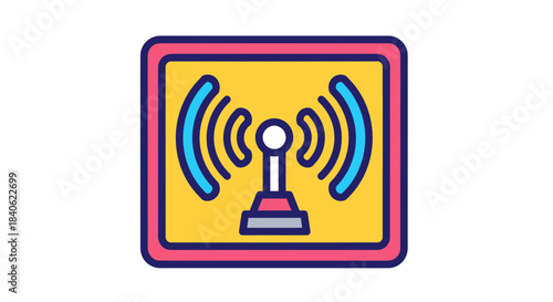 Colorful Wireless Transmission Icon, Illustrating Digital Connectivity and Network Signals