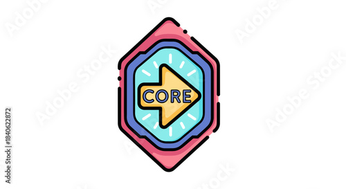 Conceptual Core Arrow Emblem Illustrating Direction, Progress, and Essential Elements