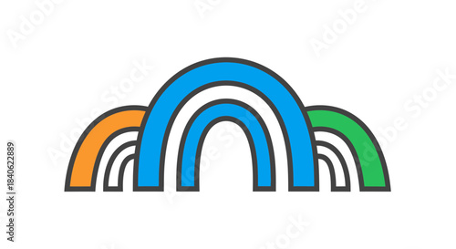 Colorful Arcs Depicting Happiness, Positive Emotions, and Graphic Design Elements