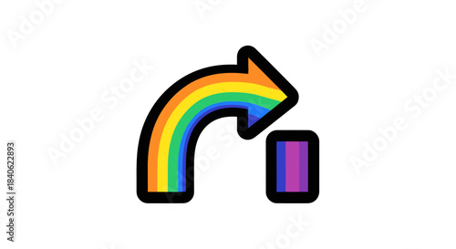 Colorful Arrow and Box Symbolizing Concept of Diversity, Change, and Equality in Design