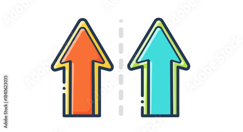 Colorful Arrows Pointing Upward Illustrating Direction and Concept Of Progress