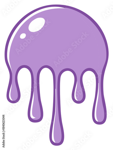 Iridescent purple slime blob dripping with glossy shine on a clean surface