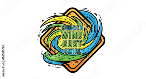 Colorful Artistic Depiction of a Wind Swirl, Animated, Dynamic and Energetic Design