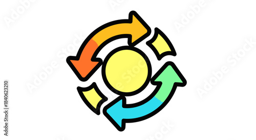 Colorful Circular Cycle: Business Process, Refresh, Renew, Evolution, and Constant Change