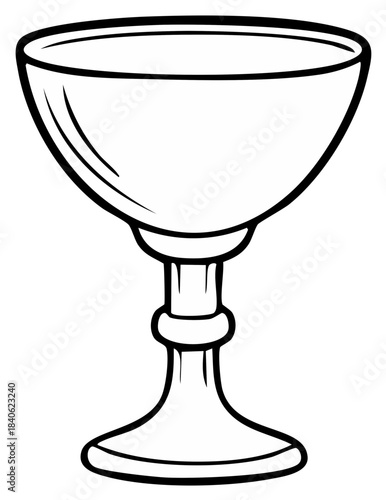 Elegant coupe glass line art vector illustration for cocktails champagne desserts
