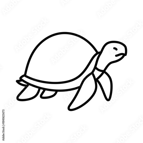 Simple Turtle Outline Vector Drawing
