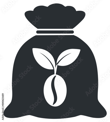 Coffee Bean Seedling Sprouting from a Sack Icon