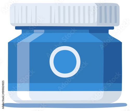 Blue Container Illustration - Food Storage, Beauty Product Jar, Medical Container