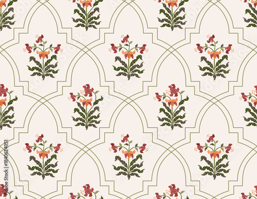 Vector Hand drawn colourful geometric flowers Motifs African boho paisley, seamless patterns with floral for fabric Ethnic Indian Pattern, textiles, clothing, wrapping paper, backdrop, banner.
