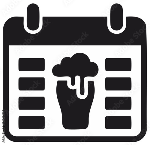Calendar Icon with Beer Mug Illustration. Important Event or Date.