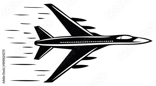 Speeding Jet Airplane Mid-flight with Motion Trails