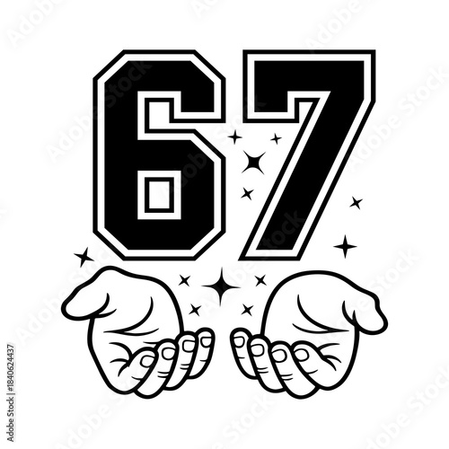 Viral Six Seven Meme Hand Gesture Illustration, Funny 6 7 Silhouette PNG Clipart Design for Shirts, Stickers & Digital Crafts, Sublimation, 67 Trendy Gen Alpha Clipart with transparent background.