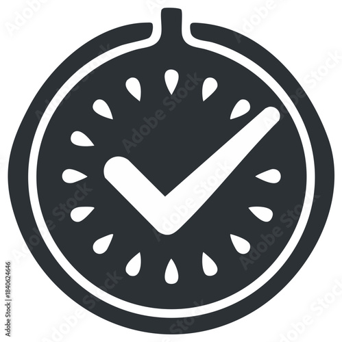 Clock icon with checkmark symbol for success and time management