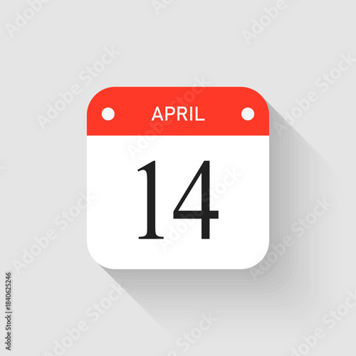 Vector icon page day calendar - 14 April month