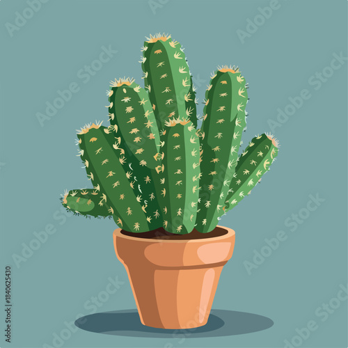 cactus, nature, plant, flower, pot, vector, illustration, flowers, decoration, flowerpot, gardening, flora