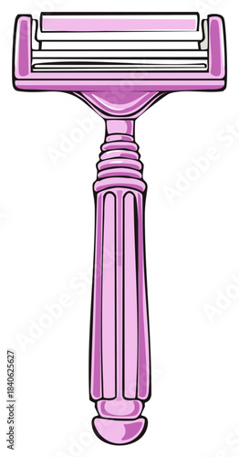 Illustration of a pink razor isolated on white