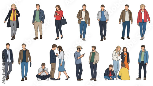 colored people for digital model of architecture and urbanism. Vector illustration
