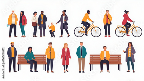 colored people for digital model of architecture and urbanism. Vector illustration
