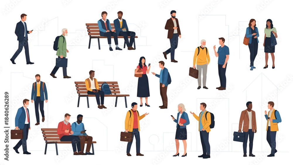 Naklejka premium Urban Planning Colored People | Vector Illustration for Models