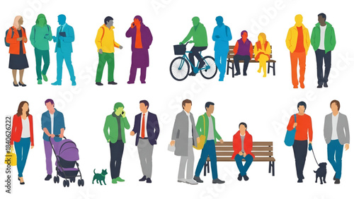 Colored People Vector Set for Urbanism and Architecture Models