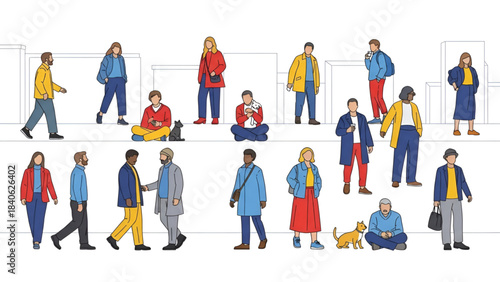 colored people for digital model of architecture and urbanism. Vector illustration
