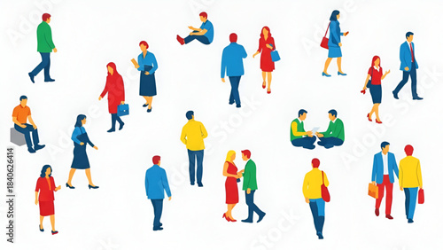 colored people for digital model of architecture and urbanism. Vector illustration
