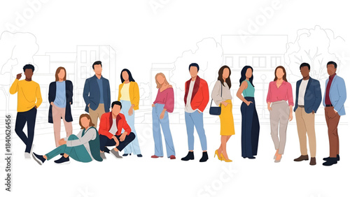 colored people for digital model of architecture and urbanism. Vector illustration
