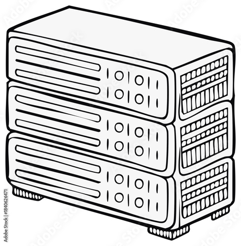 Stylized Three Server Stack Illustration Data Storage Solution Network Technology