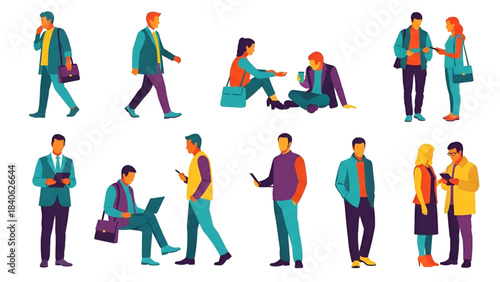 colored people for digital model of architecture and urbanism. Vector illustration
