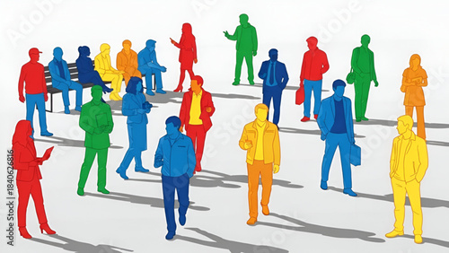 colored people for digital model of architecture and urbanism. Vector illustration
