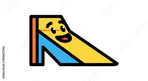 Cheerful Playground Slide With A Smiling Face: Playful Cartoon Design For Kids