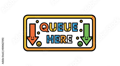 Cheerful Queue Directional Signage For Easy Navigation And Positive Customer Flow
