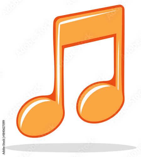 Orange Musical Note with Shadow Graphic Element