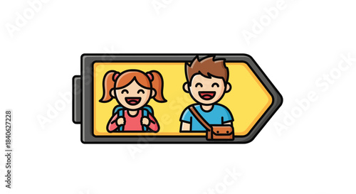 Cheerful Students Inside Indicator Design Representing Educational Journey