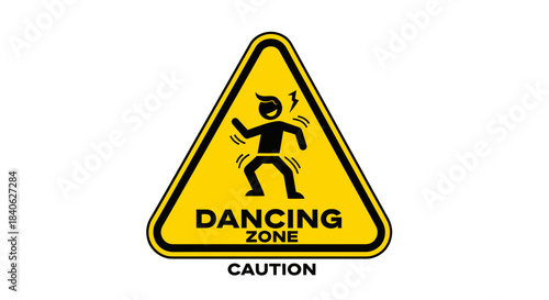 Cautionary Sign For Dancing Area: Dynamic Movement and Energy Symbolized