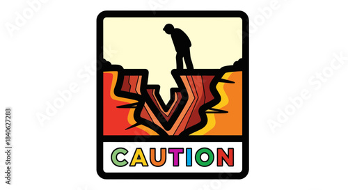 Cautionary Silhouette Image Depicting a Person Considering a Precarious Gap Dangerously