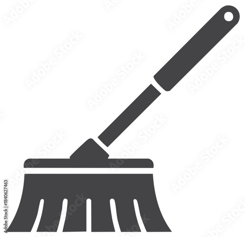 Minimalist Broom Flat Icon for House Cleaning and Household Chores Design