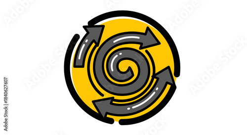 Circular Arrow and Swirl Design for Branding, Process Diagrams, or Visual Communication
